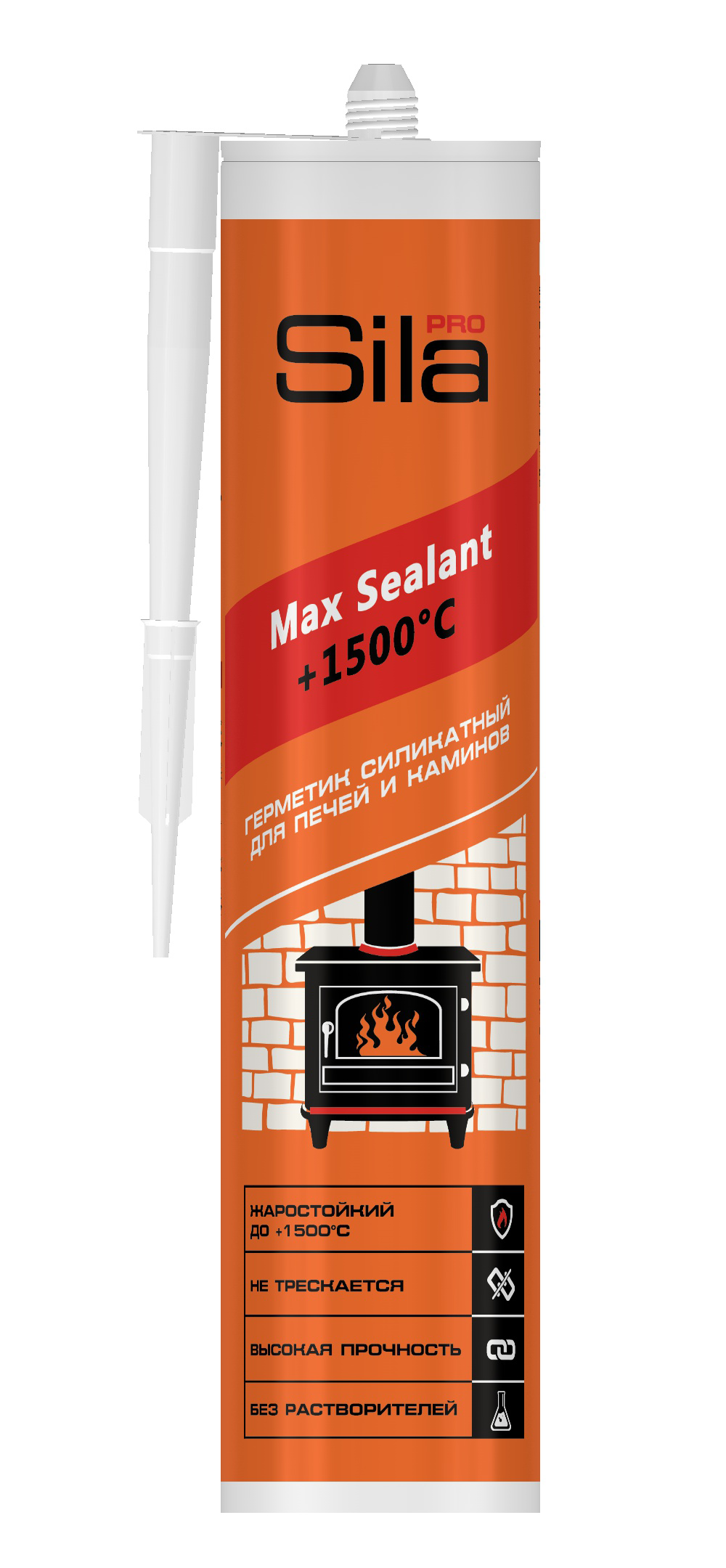 Герметик Sila PRO Max Sealant +1500° силикатный для каминов и печей
