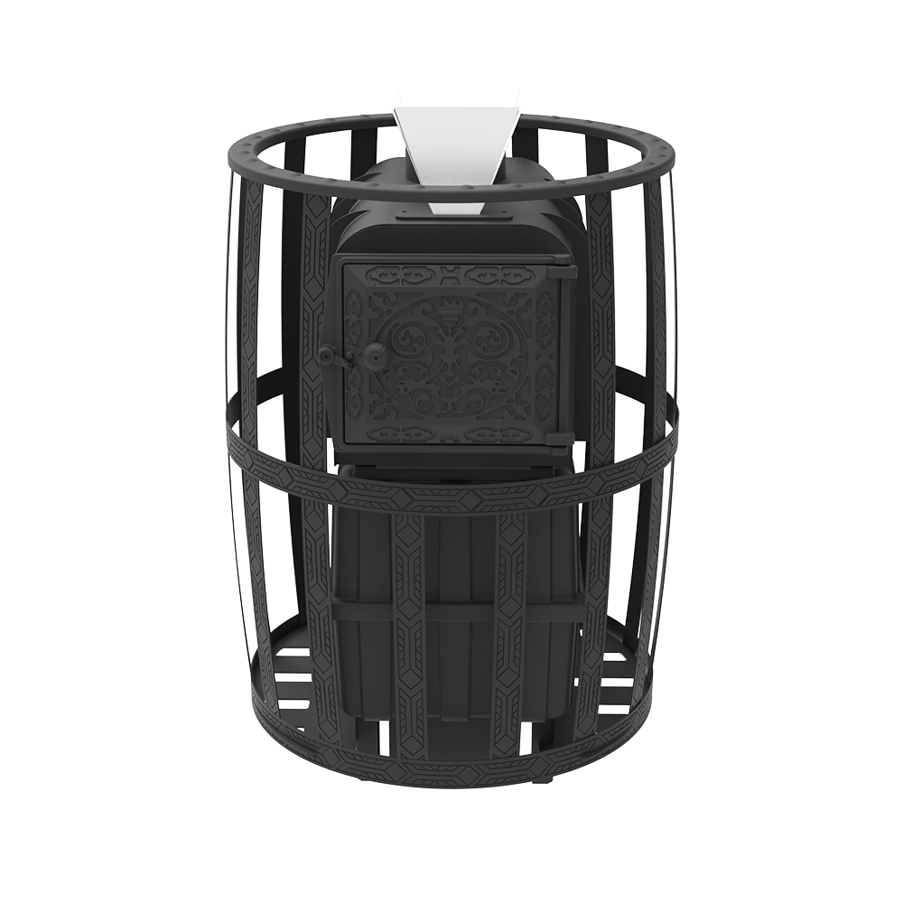 Печь-камин  чугунная для бани "Воевода" 20 Д-2 Сетч.кожух Закрытая Каменка