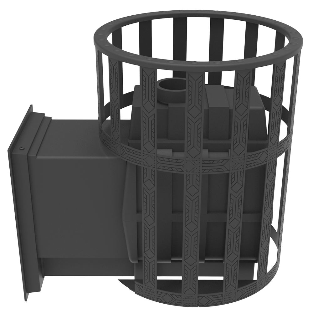 Печь-камин  чугунная для бани "Воевода" 20 Д-2 Сетч.кожух