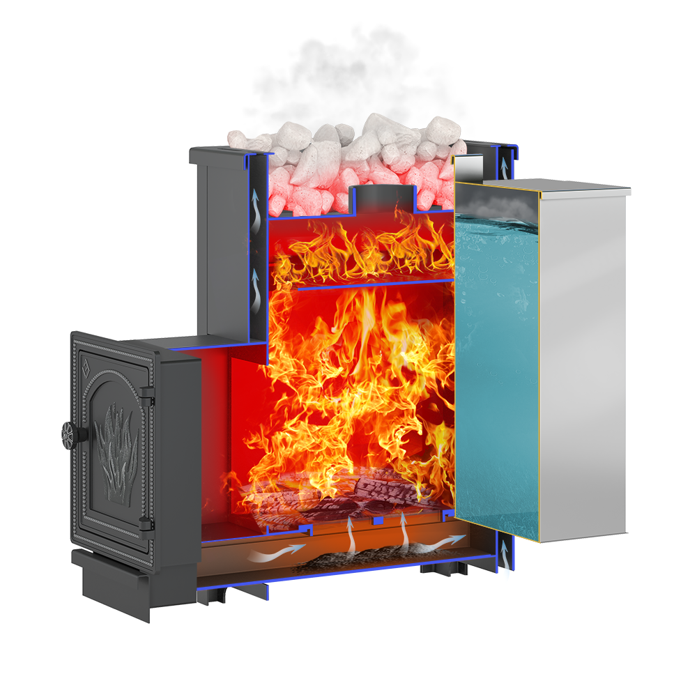 Печь ВЕЗУВИЙ Русичъ «АКВА» 16 (ДТ-4) с баком 49л