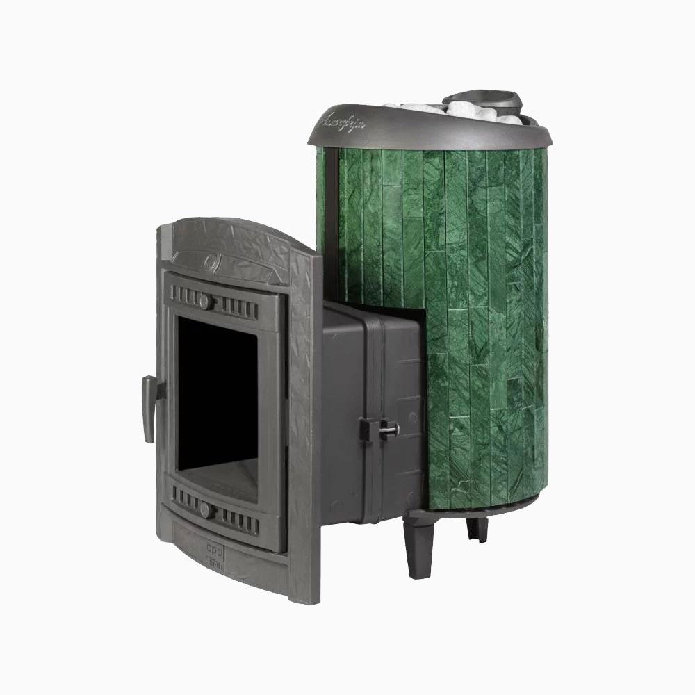 Печь банная "Атмосфера L" в ламелях "Верде Гватемала" наборный рисунок