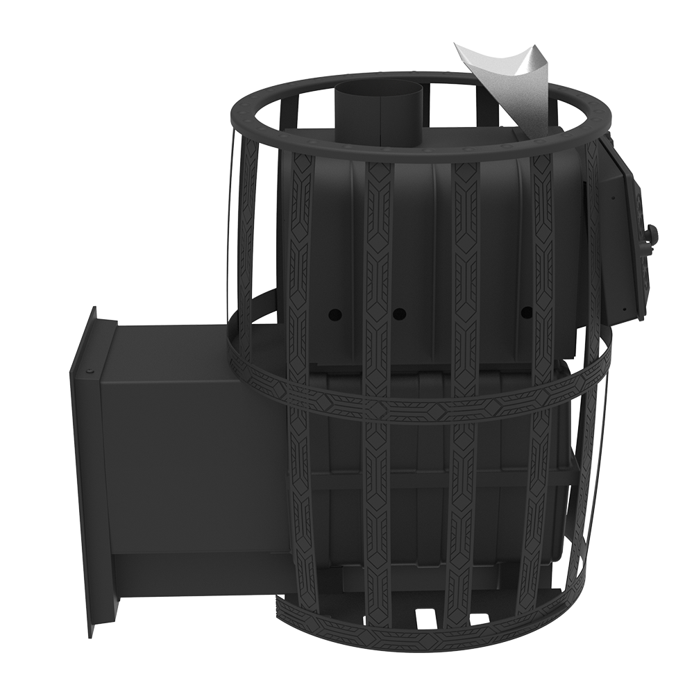 Печь-камин  чугунная для бани "Воевода" 20 Д-2 Сетч.кожух Закрытая Каменка