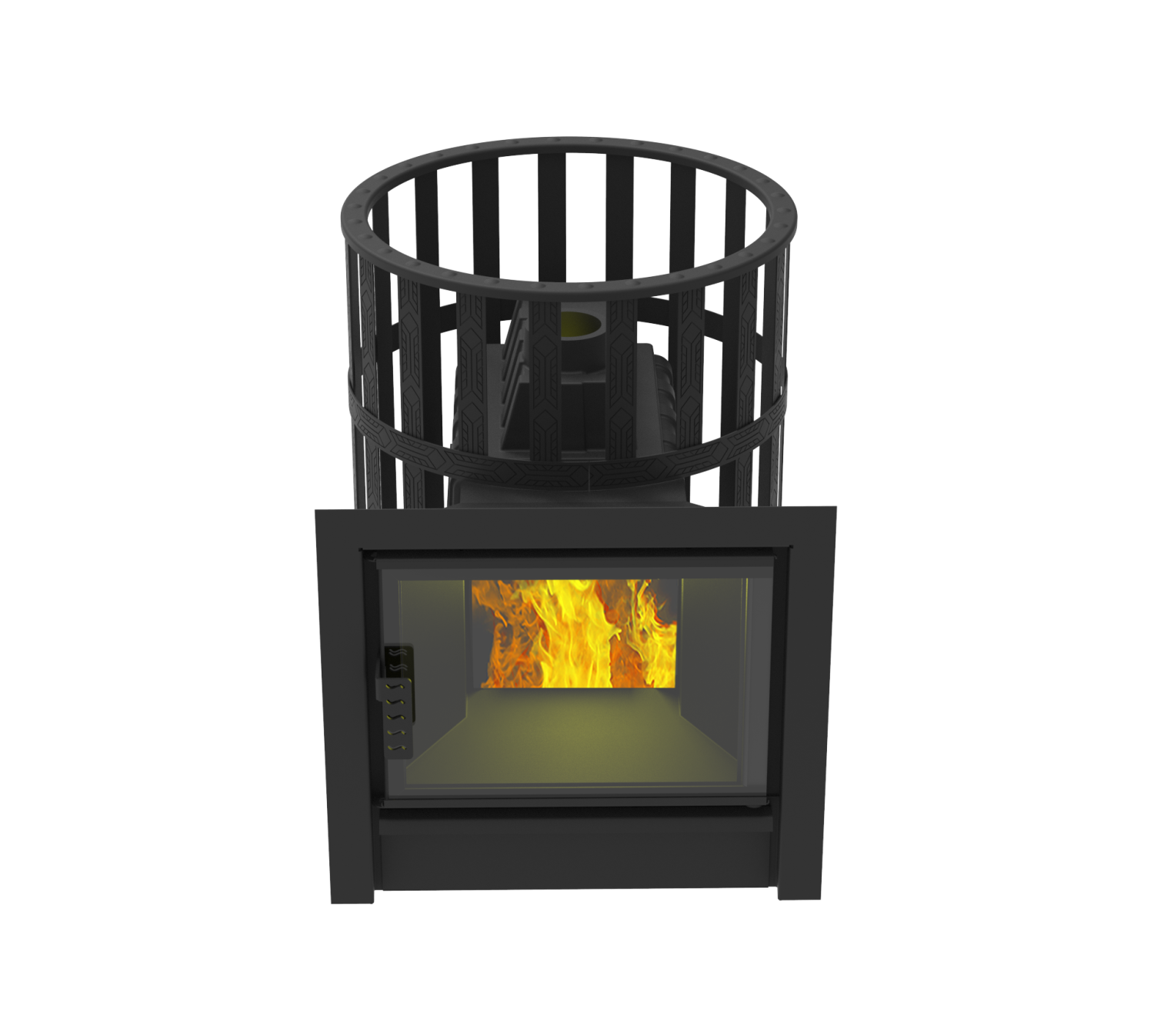 Печь-камин  чугунная для бани "Воевода-ФЛАГМАН" 20 Сетч.кожух