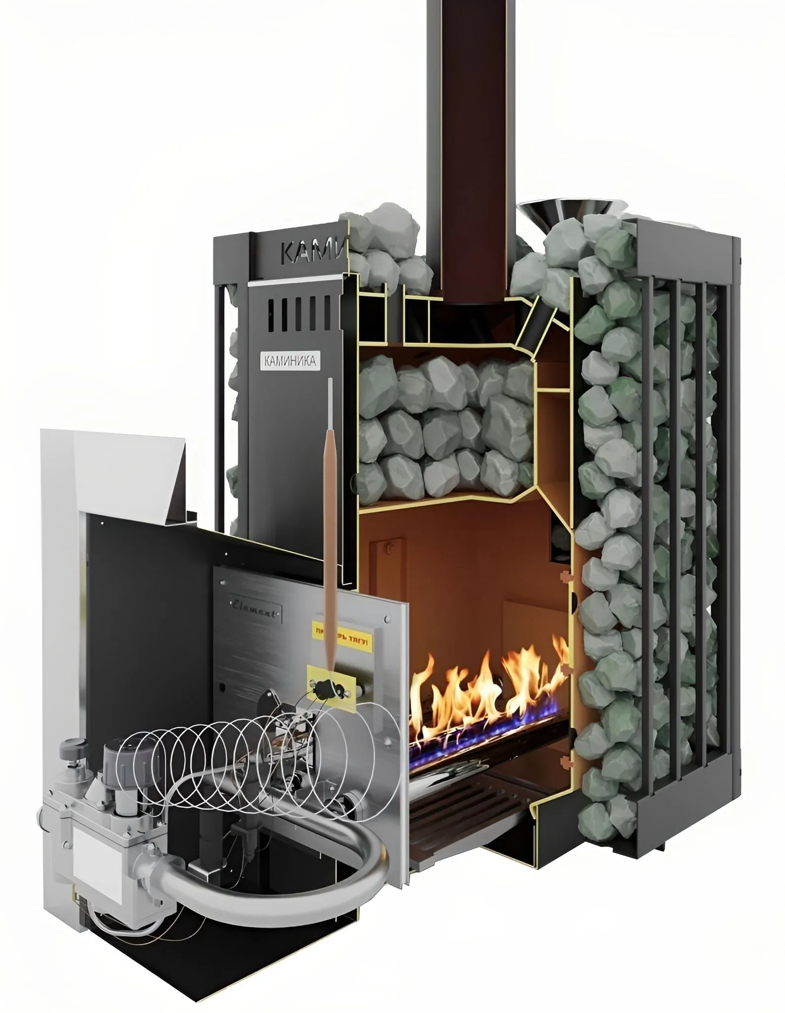 Банная печь Каминика ПБ 22-У/Г/ЗК/сетка