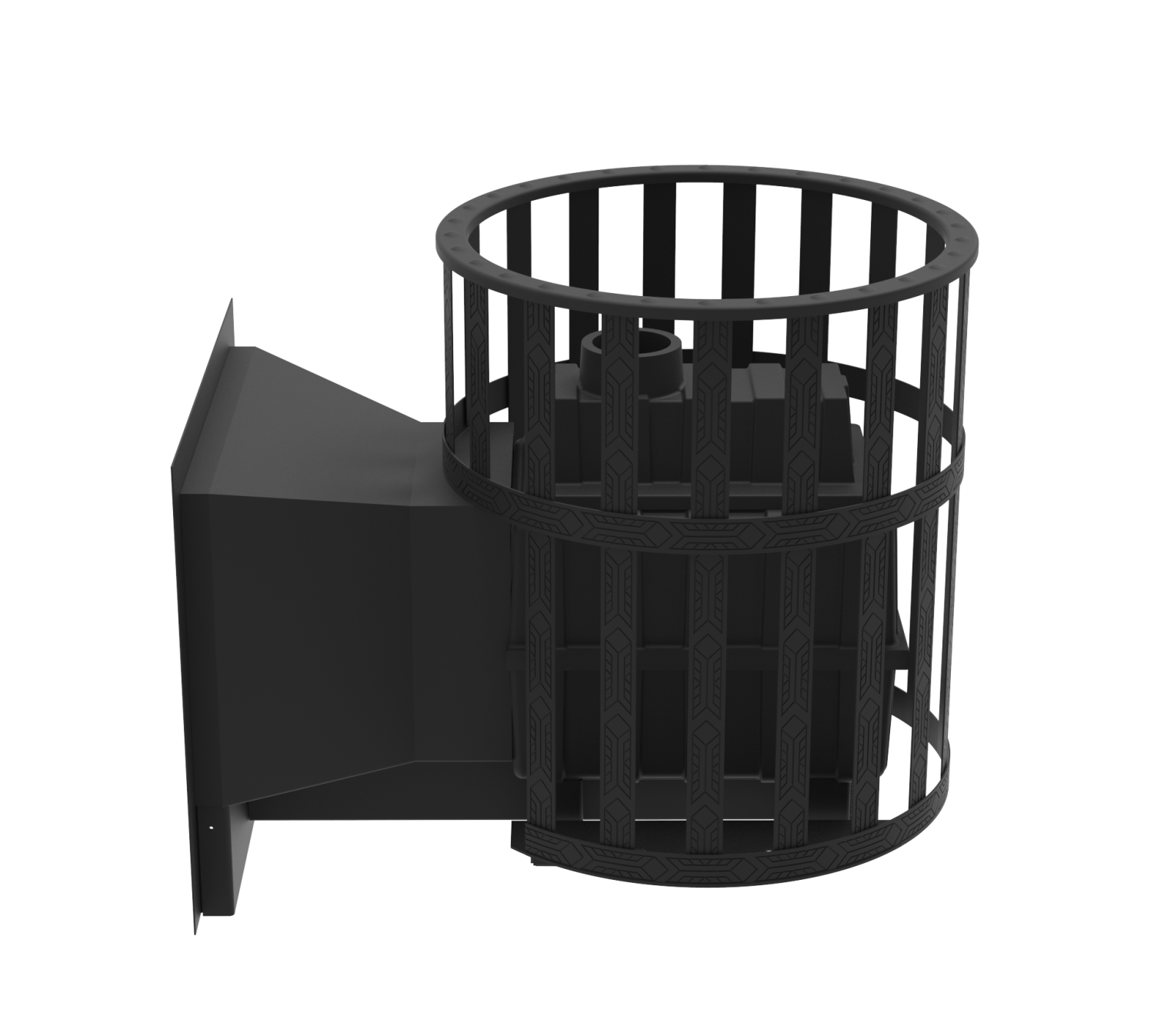 Печь-камин  чугунная для бани "Воевода-ФЛАГМАН" 20 Сетч.кожух